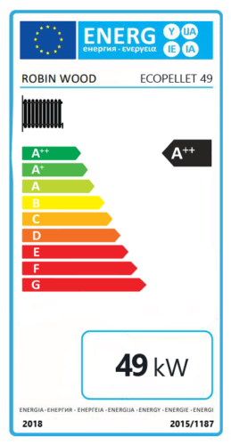 Energielabel Robin Wood EcoPellet 49 kW – Energieeffizienzklasse A++