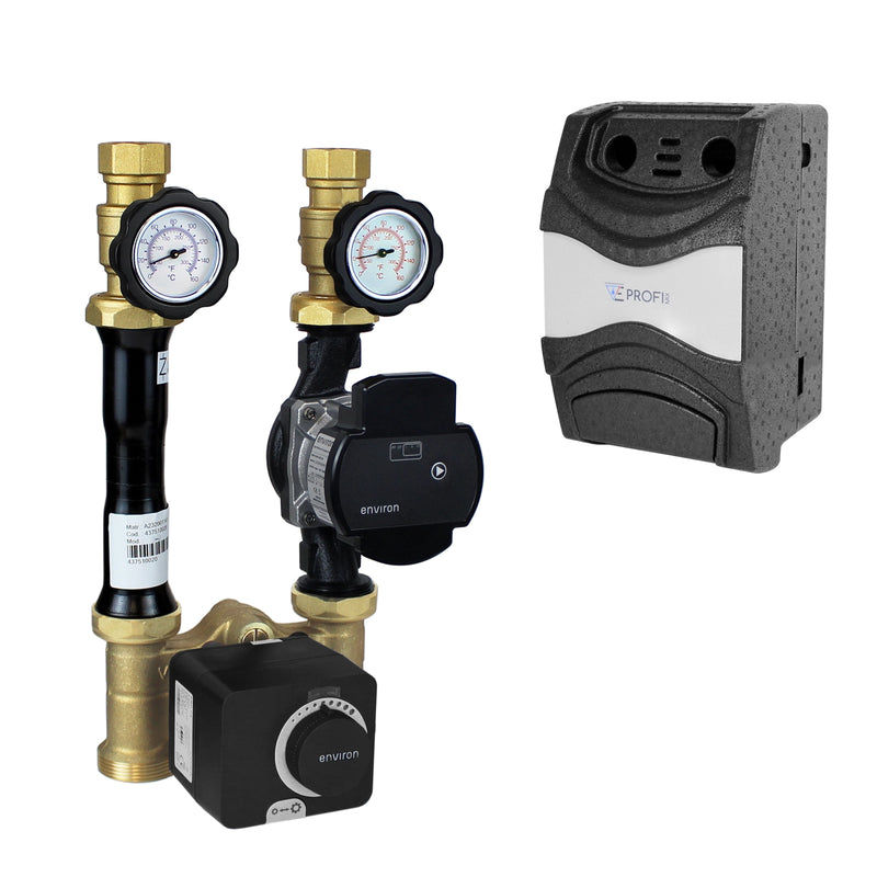 ProfiMix Heizkreispumpengruppe mit Drei-Wege-Mischer "H", Environ END05 Stellmotor und Environ EcoStar II 25/6 Hocheffizienzpumpe