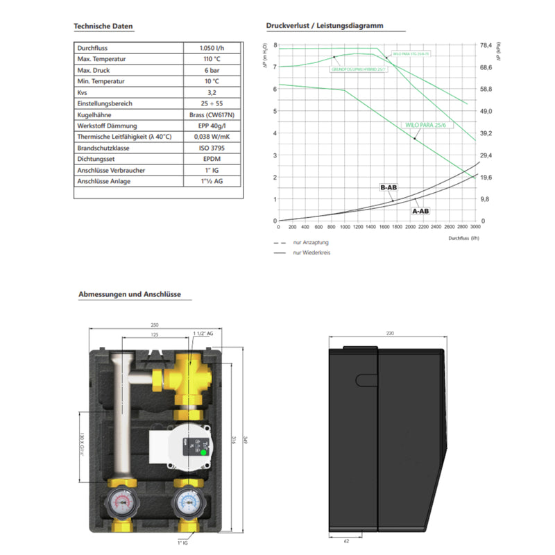 Thermoreflux X Rücklaufanhebung mit Festwertthermostat 60°C mit Environ Ecostar II 25/6