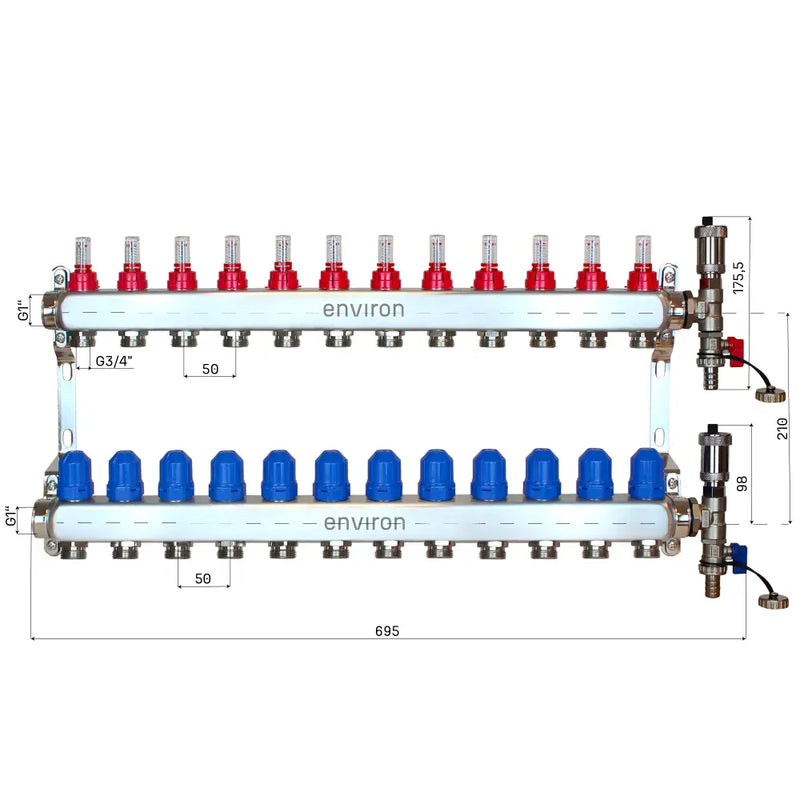 Fixed value control set M058 with EcoStar 25/6 high-efficiency pump and heating circuit distributor and accessories