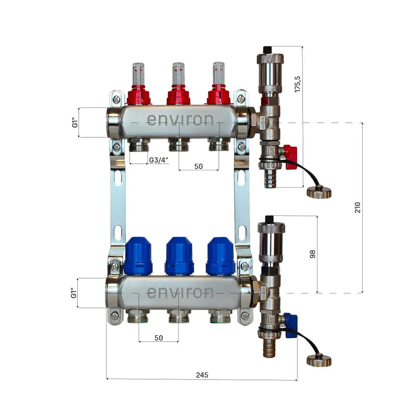 Fixed value control set M058 with EcoStar 25/6 high-efficiency pump and heating circuit distributor and accessories