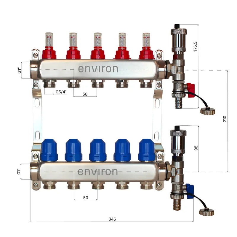 Fixed value control set M058 with EcoStar 25/6 high-efficiency pump and heating circuit distributor and accessories