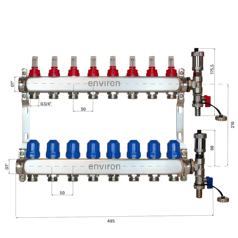 Fixed value control set M058 with EcoStar 25/6 high-efficiency pump and heating circuit distributor and accessories