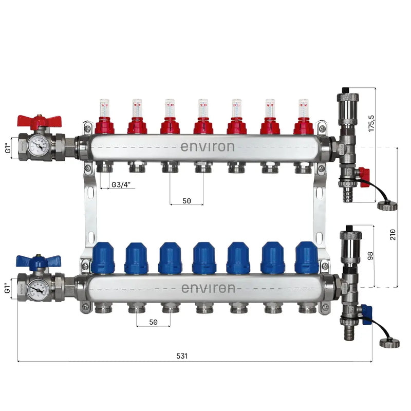 Fixed value control set M058 with EcoStar 25/6 high-efficiency pump and heating circuit distributor and accessories