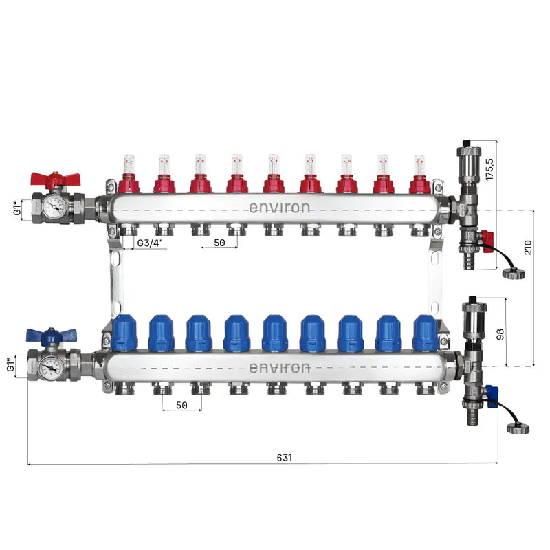 Fixed value control set M058 with EcoStar 25/6 high-efficiency pump and heating circuit distributor and accessories