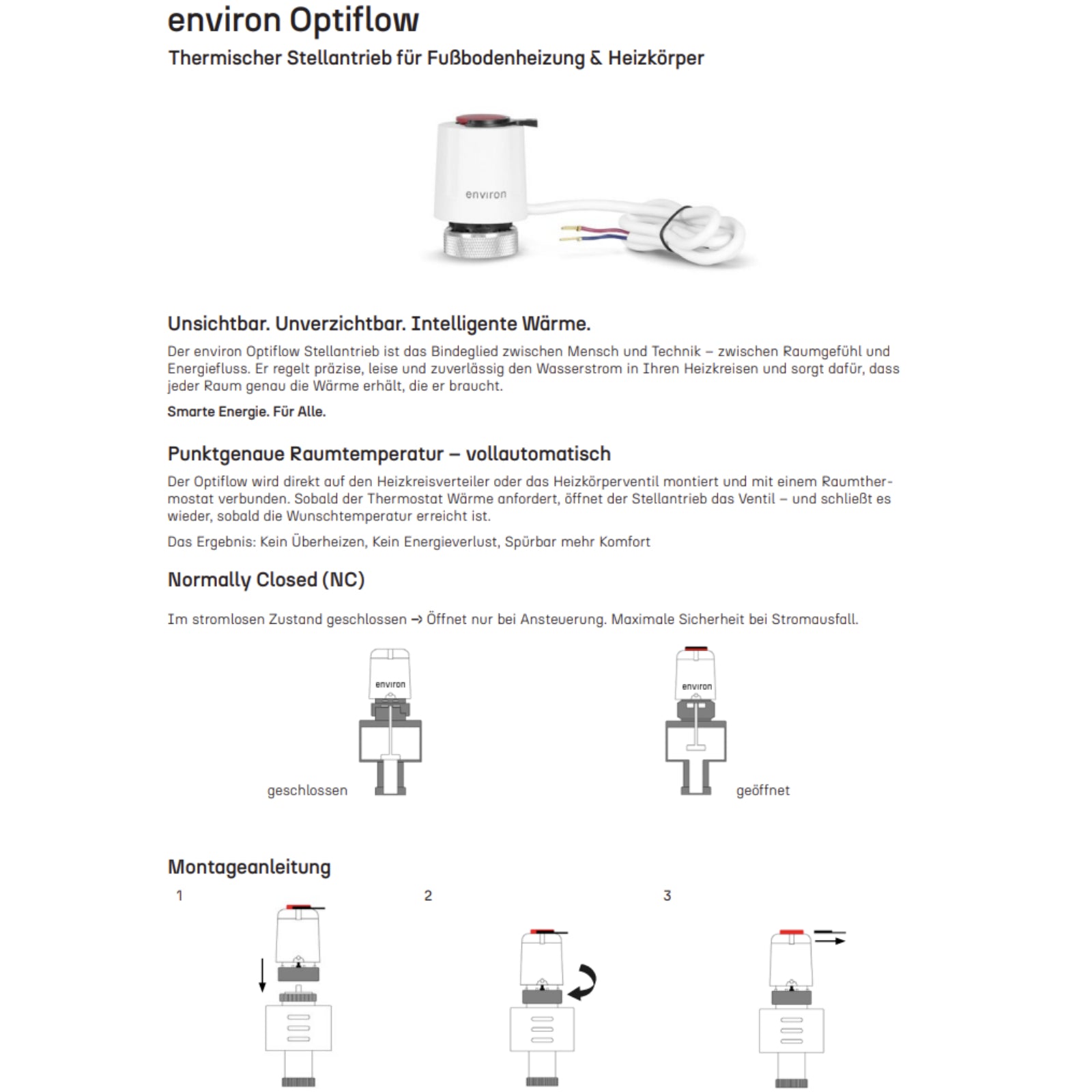OptiFlow Stellantrieb M30 x 1,5 – 230V NC stromlos geschlossen