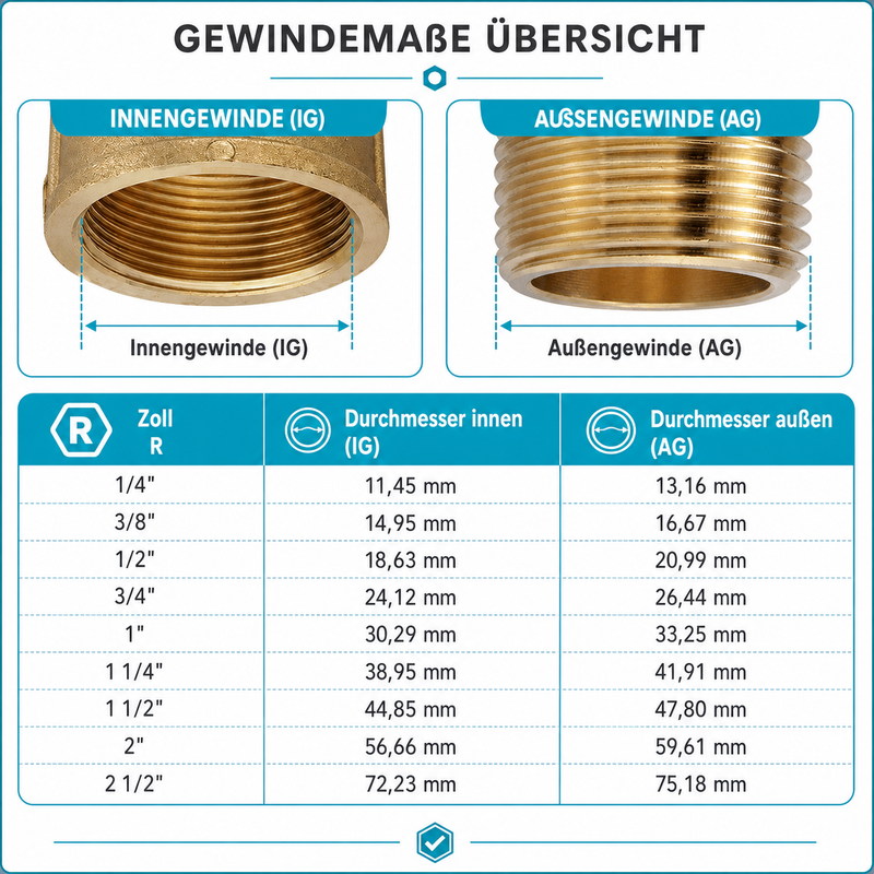 Messing-Gewindefitting Winkel 90° IG x IG – 3/8", 1/2", 3/4", 1"