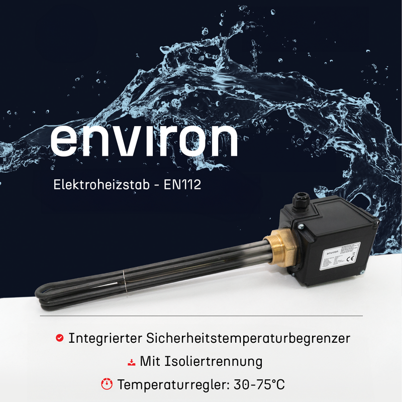 Elektroheizstab 2,5 kW – Thermostat & Isoliertrennung – 230V – 1½" AG