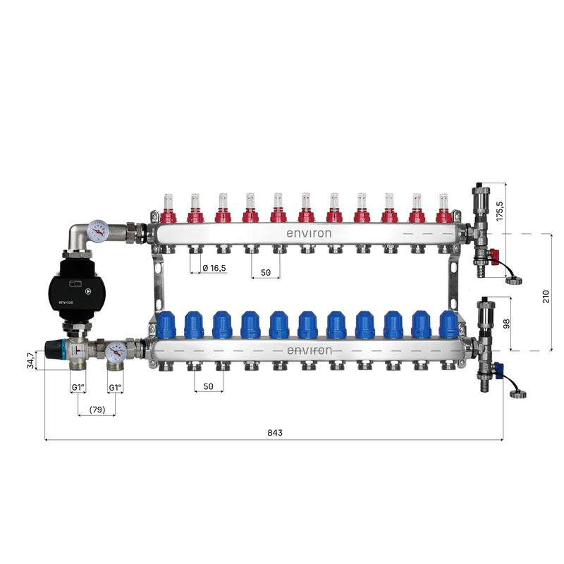 Fixed value control set M058 with EcoStar 25/6 high-efficiency pump and heating circuit distributor and accessories