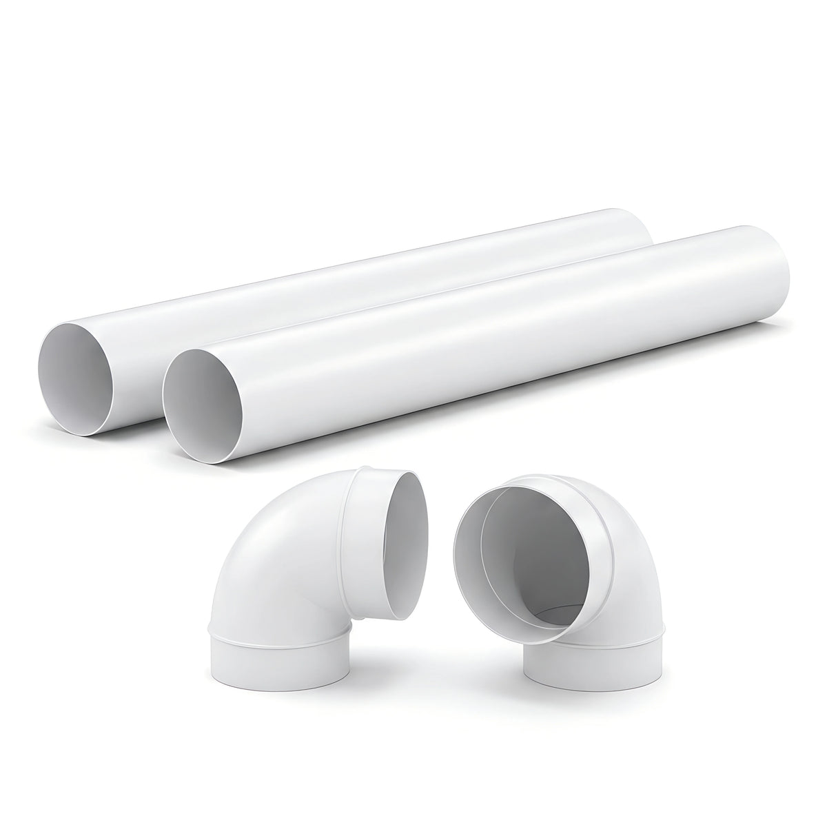 AquaBoost Luftkanal Set 150 â 2x Rohr 1 m, 2x Bogen 90°