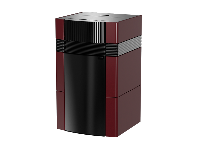 A++ Woody wasserführender Pelletofen 24 kW mit Bordeaux roter Keramikverkleidung