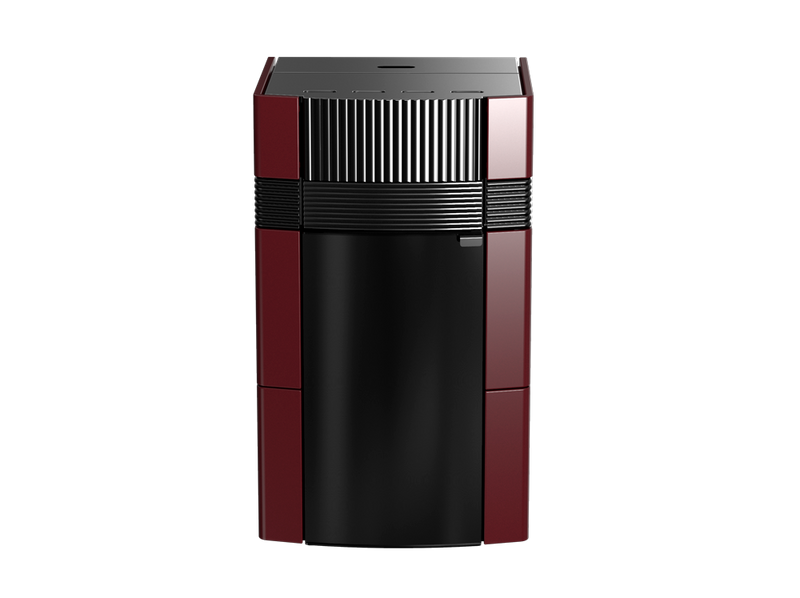 A++ Woody wasserführender Pelletofen 24 kW mit Bordeaux roter Keramikverkleidung