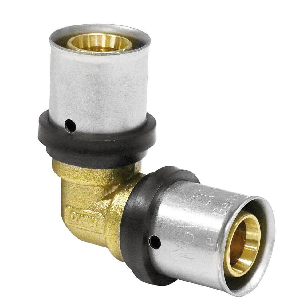 Raccord à sertir Pipetec pour tube composite multicouche TH U angle 90° 16 / 20 / 26 mm