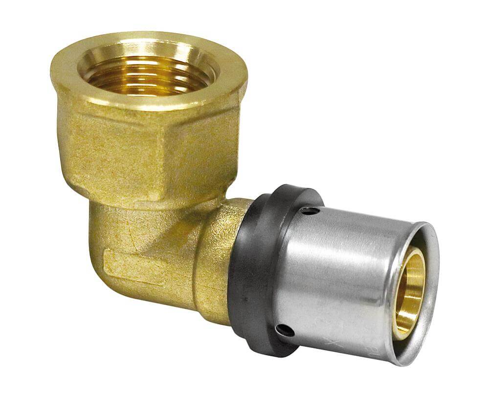 Pipetec raccordo a pressare tubo multistrato TH U gomito adattatore femmina 16 / 20 / 26 mm