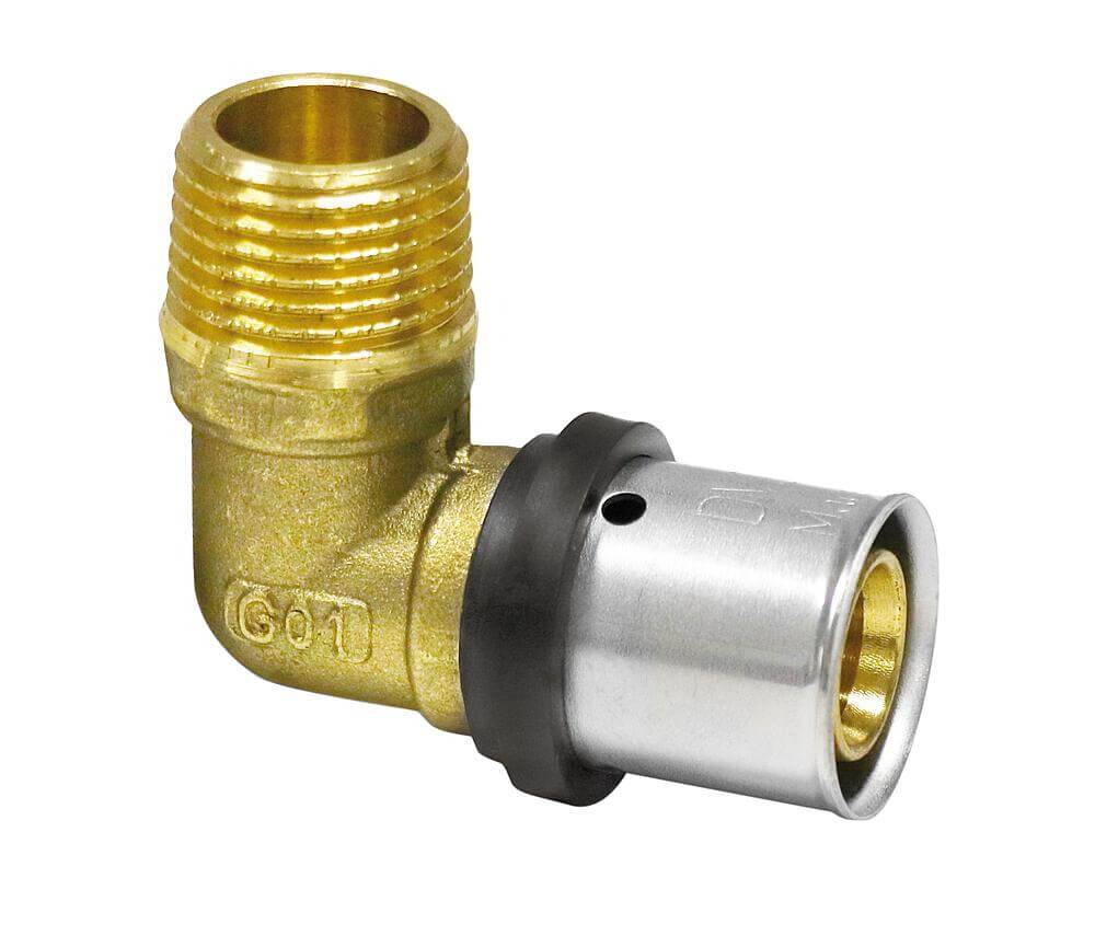 Pipetec press fitting multilayer composite pipe TH U transition angle AG 16 / 20 / 26 mm