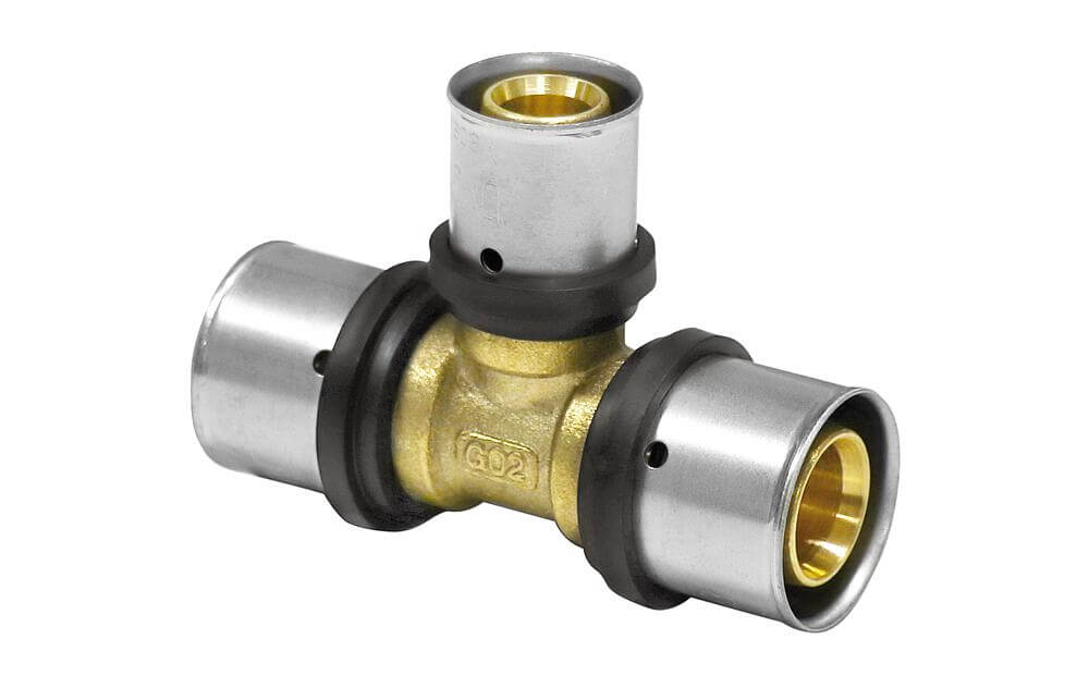Conexión de prensa Pipetec para tubo multicapa TH U tee central reducido 16 / 20 / 26 mm