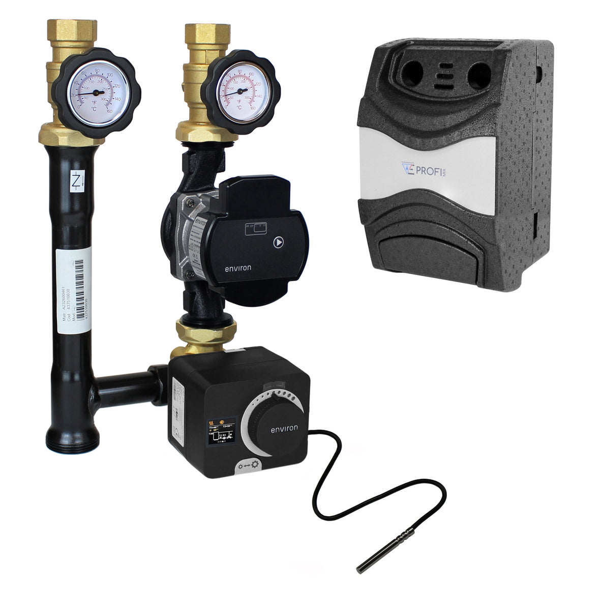 Gruppo pompa circuito di riscaldamento ProfiMix con miscelatore a tre vie, regolatore a valore fisso Environ ENC10 0-90°C e pompa ad alta efficienza selezionabile
