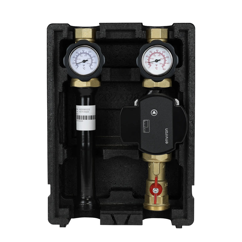 Groupe de distribution de modules Environ 1x circuit de chauffage mélangé 1x circuit de chauffage non mélangé avec barre de distribution