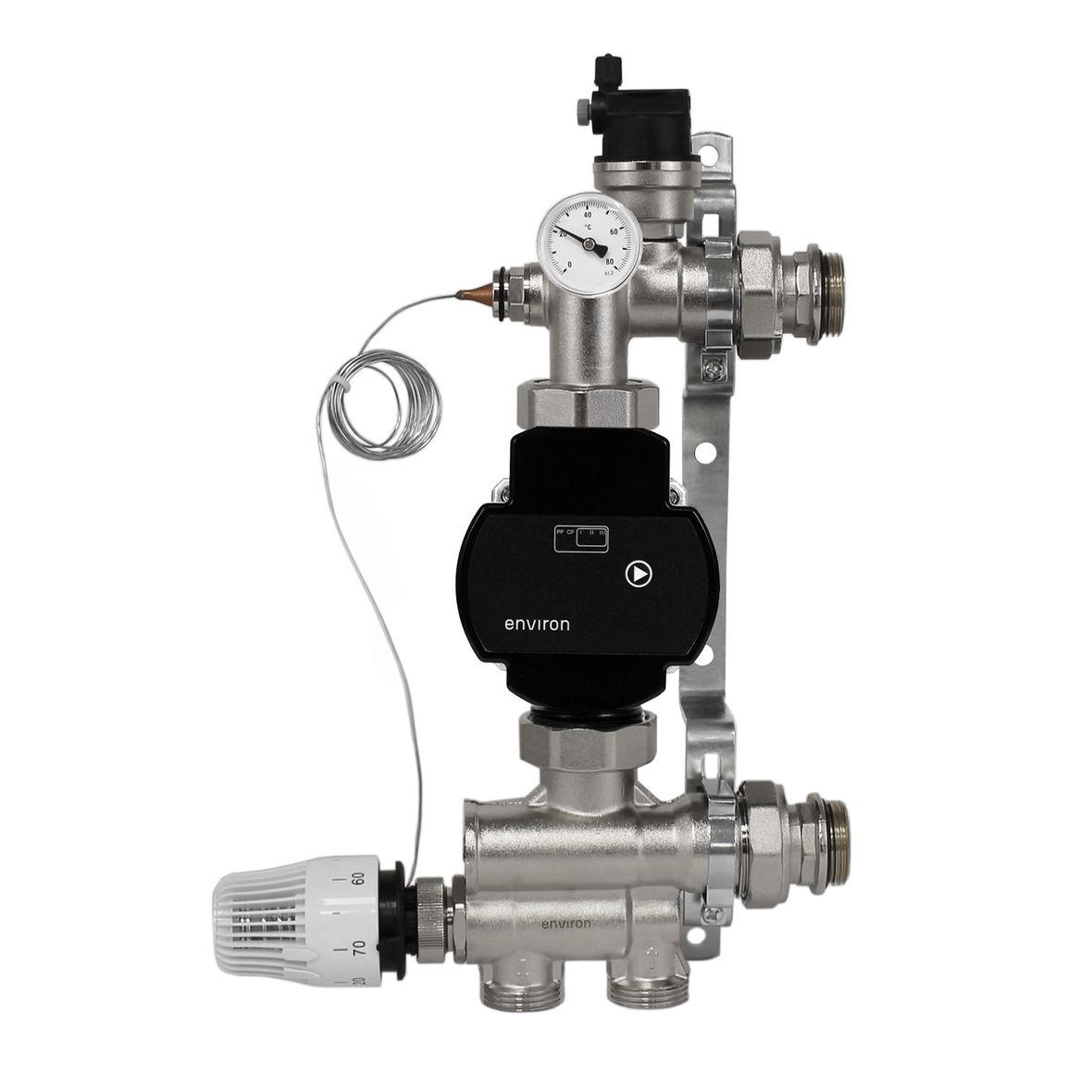 Fixed value control set adjustable 20 - 70°C and high-efficiency pump with holder