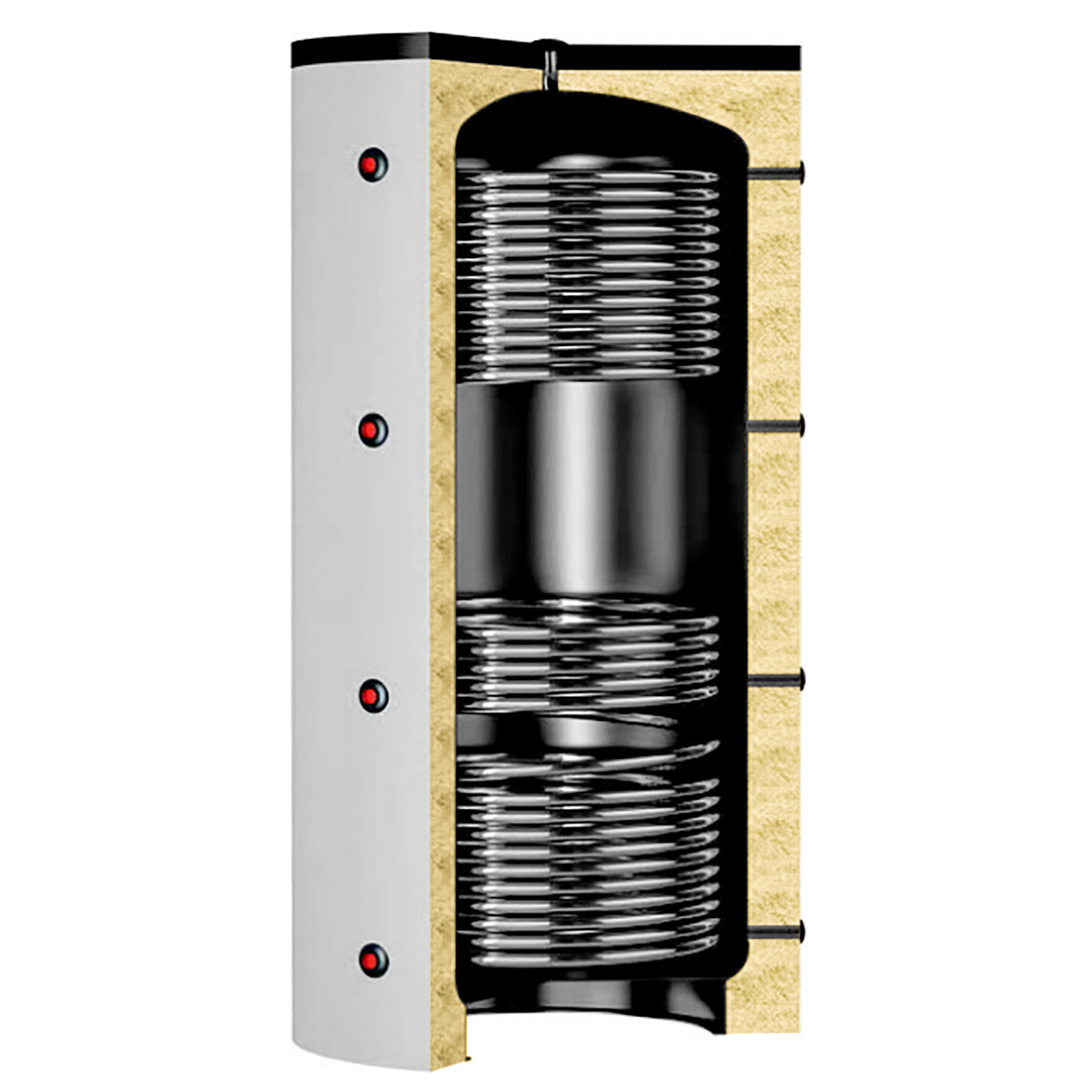 Serbatoio tampone Laddotank con due scambiatori di calore, 500L, isolamento in PU da 75mm