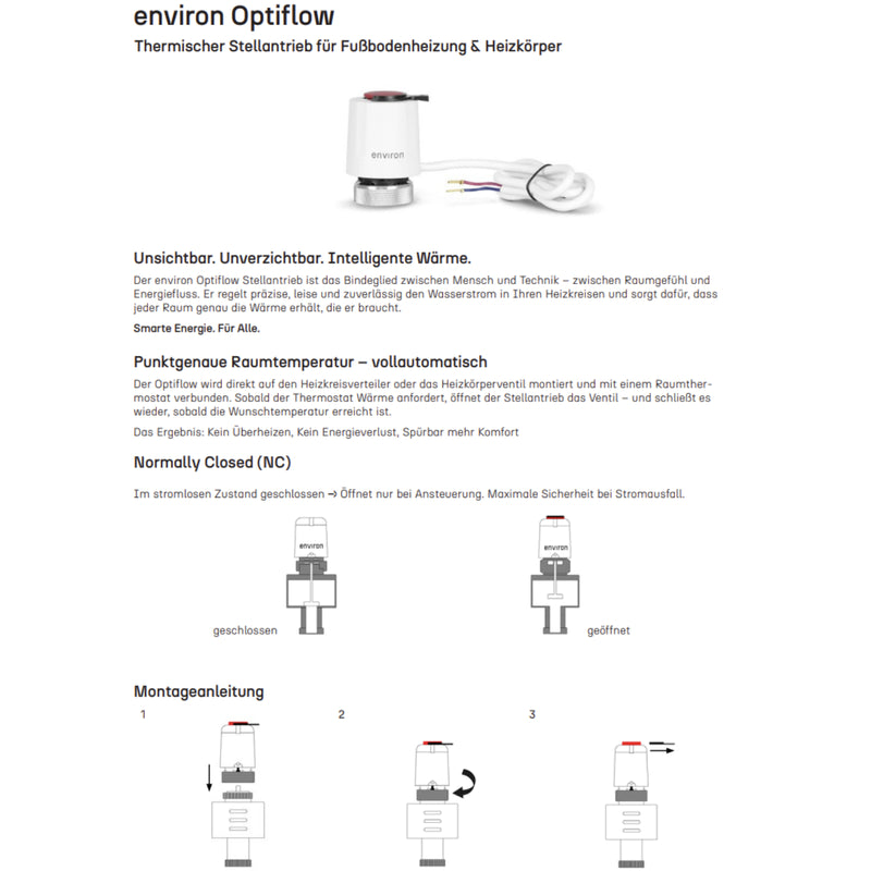 Actuador OptiFlow M30 x 1,5 – 230V NC cerrado sin corriente