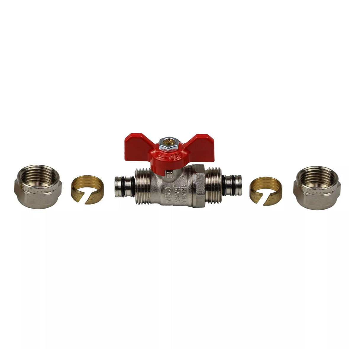 Kugelhahn mit Klemmring 18 mm x 18 mm für Aluverbundrohr