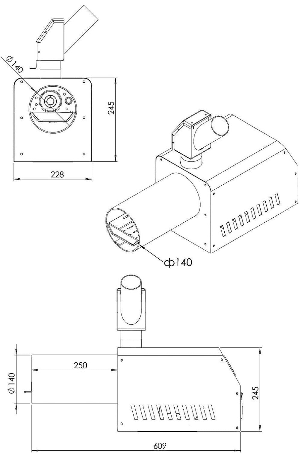 Robin Wood RW 8–35 kW Pelletbrenner-Set – mit 200 L Beistelltank, Förderschnecke & Flansch