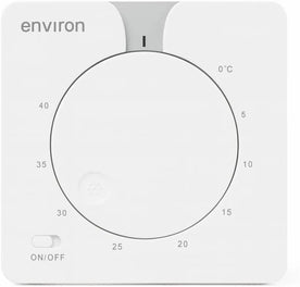 environ Raumthermostat ENRTH1 Unterputz 230V – mechanisch, 5–40°C, mit LED & ON/OFF-Schalter