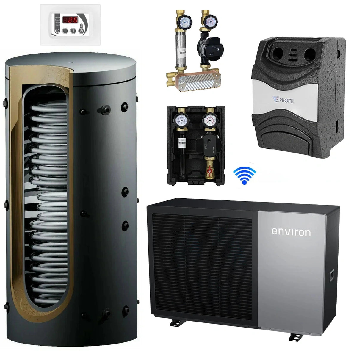 A+++ Mitsui heat pump with 550 liters of hygienic storage for domestic water and heating