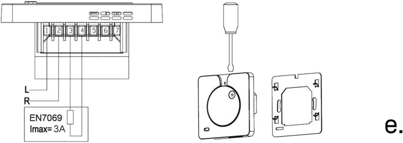 Termostato de ambiente Environ ENRTH1 empotrado 230V – mecánico, 5–40°C, con LED y interruptor ON/OFF