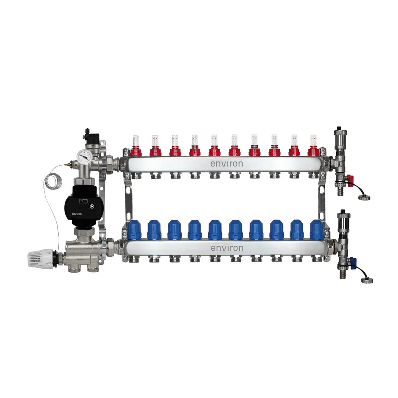 Kit de régulation à valeur fixe M059 avec pompe à haut rendement EcoStar 25/6 et distributeur de circuit de chauffage et accessoires