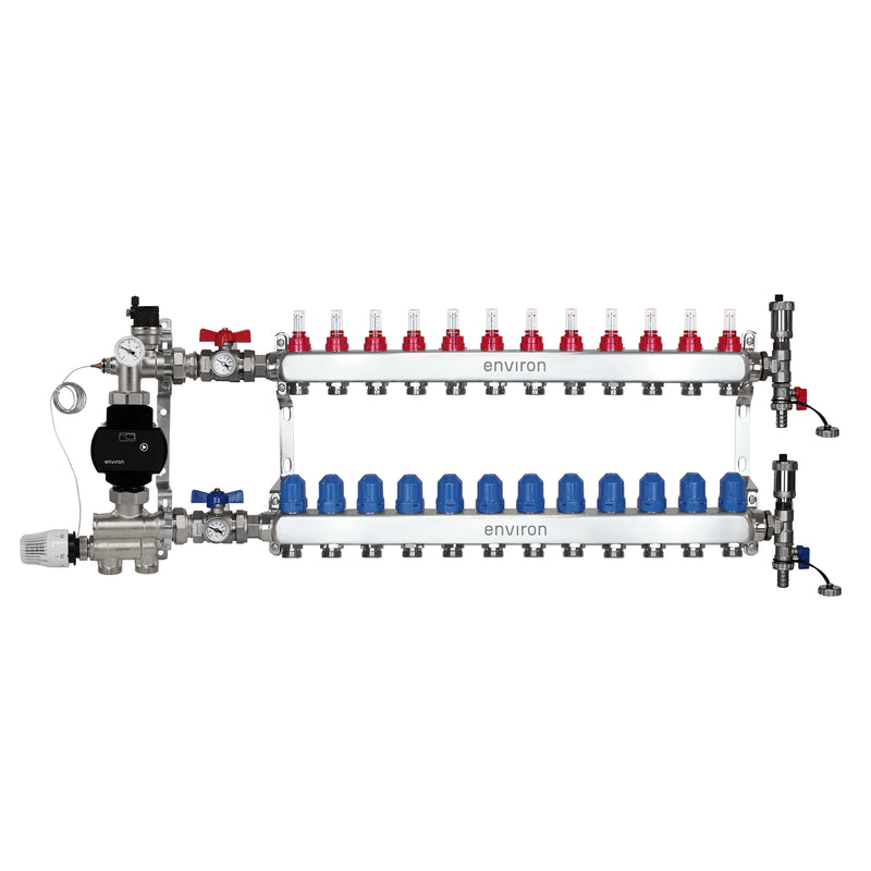 Kit de régulation à valeur fixe M059 avec pompe à haut rendement EcoStar 25/6 et distributeur de circuit de chauffage et accessoires