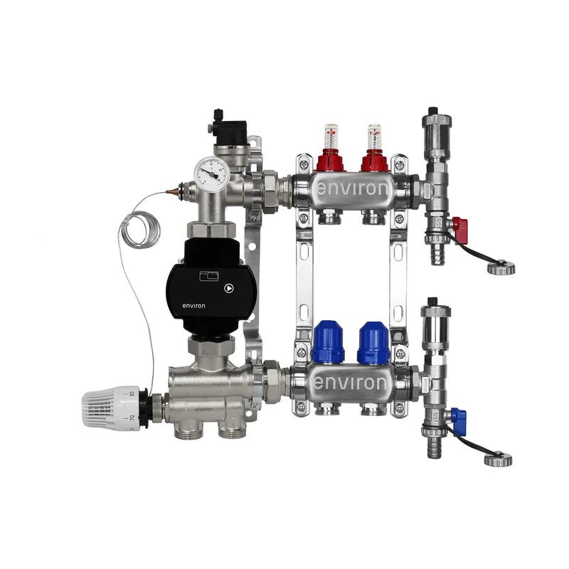 Kit de régulation à valeur fixe M059 avec pompe à haut rendement EcoStar 25/6 et distributeur de circuit de chauffage et accessoires