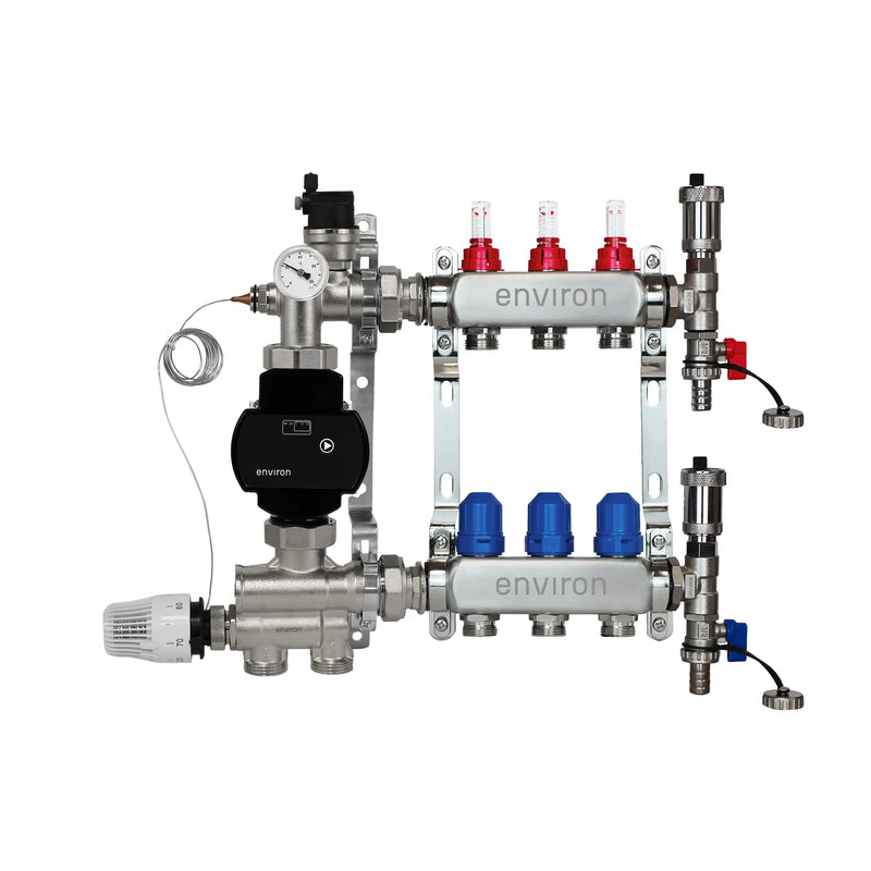 Kit de régulation à valeur fixe M059 avec pompe à haut rendement EcoStar 25/6 et distributeur de circuit de chauffage et accessoires