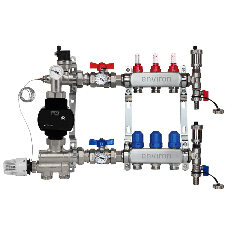 Kit de régulation à valeur fixe M059 avec pompe à haut rendement EcoStar 25/6 et distributeur de circuit de chauffage et accessoires