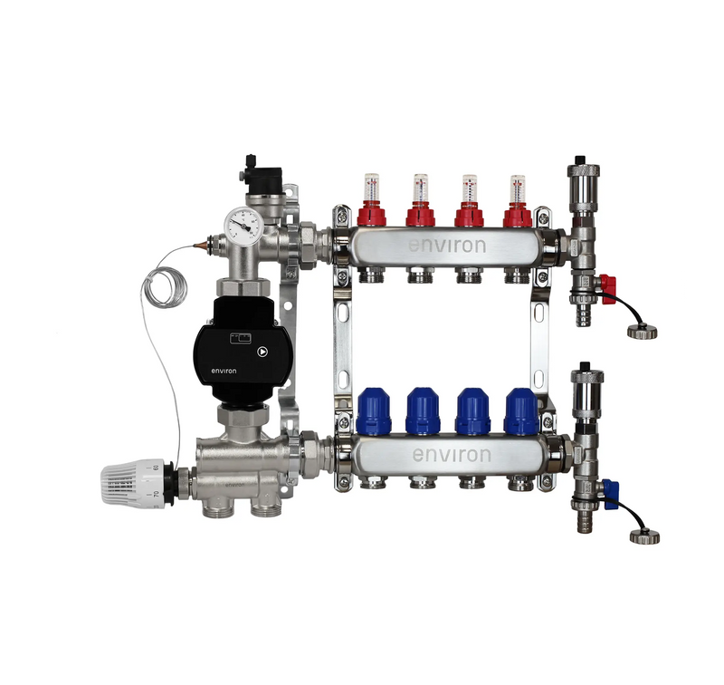 Kit de régulation à valeur fixe M059 avec pompe à haut rendement EcoStar 25/6 et distributeur de circuit de chauffage et accessoires