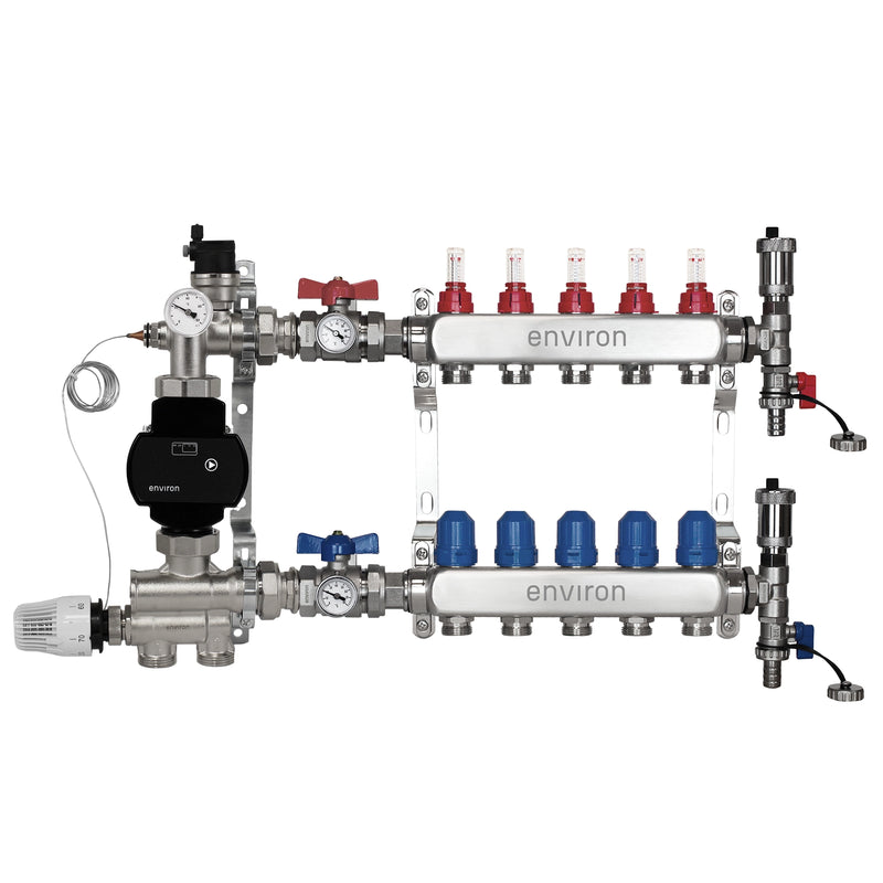 Kit de régulation à valeur fixe M059 avec pompe à haut rendement EcoStar 25/6 et distributeur de circuit de chauffage et accessoires