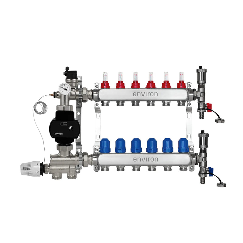Kit de régulation à valeur fixe M059 avec pompe à haut rendement EcoStar 25/6 et distributeur de circuit de chauffage et accessoires
