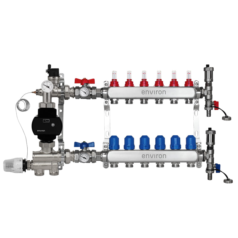 Kit de régulation à valeur fixe M059 avec pompe à haut rendement EcoStar 25/6 et distributeur de circuit de chauffage et accessoires