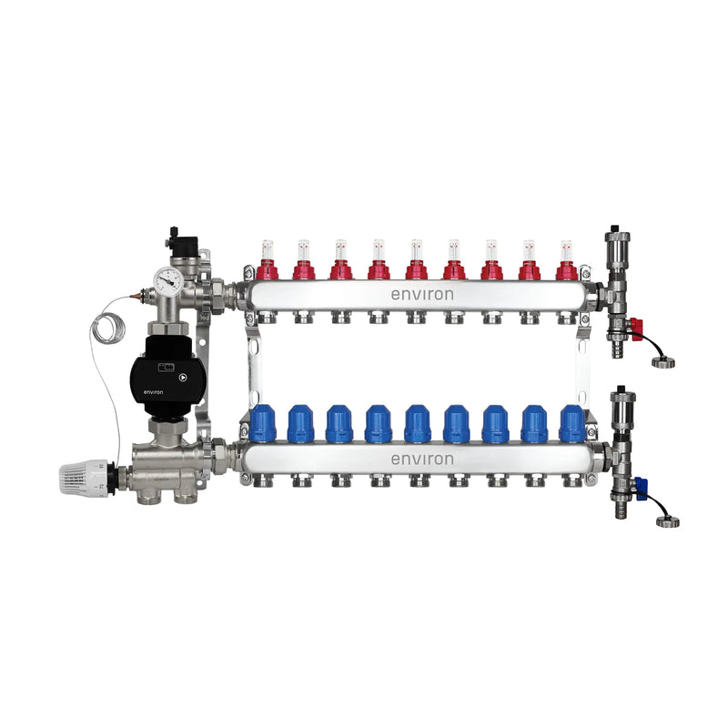Kit de régulation à valeur fixe M059 avec pompe à haut rendement EcoStar 25/6 et distributeur de circuit de chauffage et accessoires