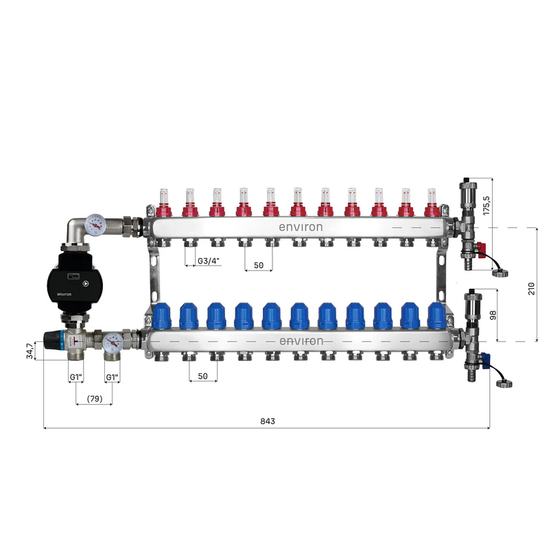 Fixed value control set M058 with EcoStar 25/6 high-efficiency pump and heating circuit distributor and accessories