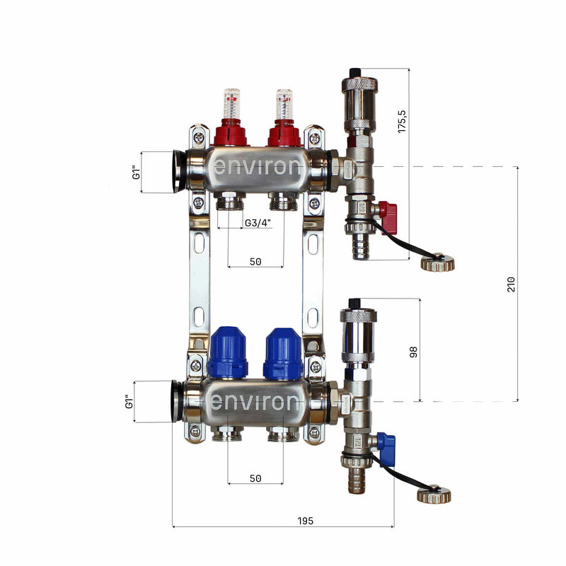 Fixed value control set M058 with EcoStar 25/6 high-efficiency pump and heating circuit distributor and accessories