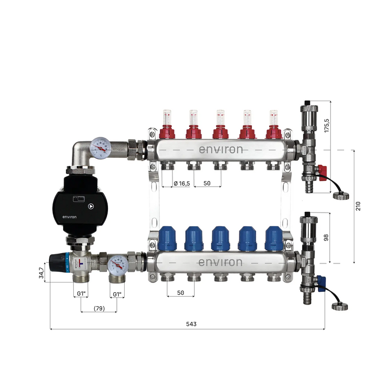 Fixed value control set M058 with EcoStar 25/6 high-efficiency pump and heating circuit distributor and accessories
