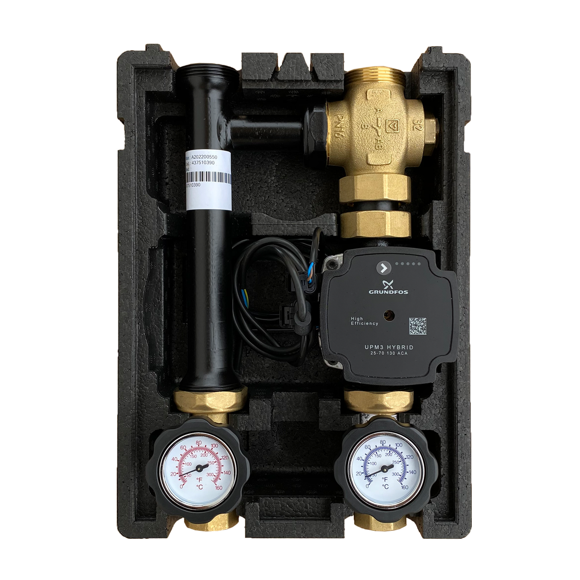 Thermoreflux X Rücklaufanhebung mit Festwertthermostat  60°C mit Grundfos UPM3 Hybrid 25/7 Hocheffizienzpumpe