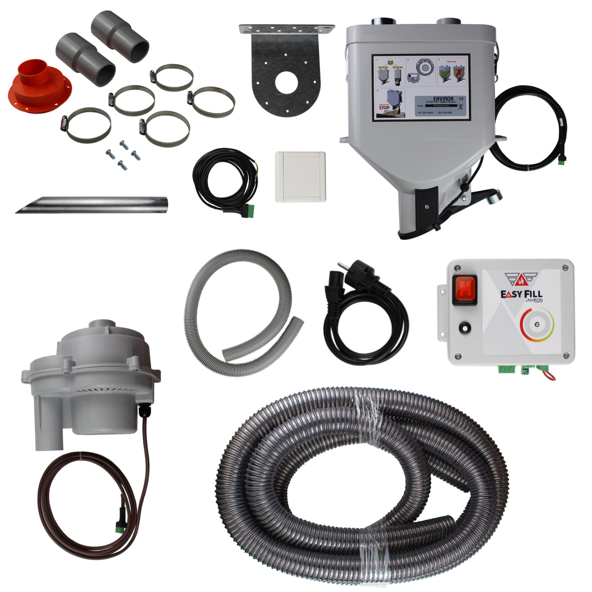 EasyFill Pelletsaugsystem Komplettpaket – automatische Pelletbefüllung für Ofen & Kessel