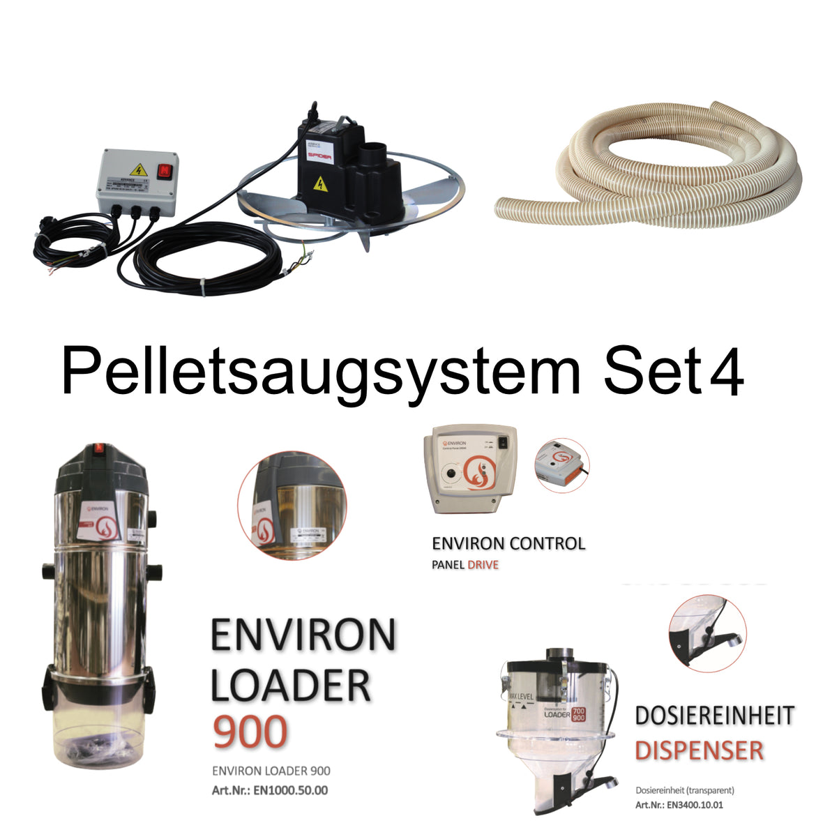 Set sistema di aspirazione pellet environ 4 – prelievo pellet verticale con Spiderhug e loader 900