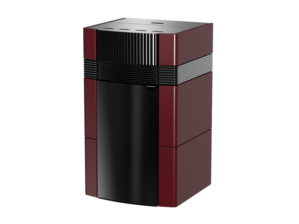 A++ Woody wasserführender Pelletofen 24 kW mit Bordeaux roter Keramikverkleidung