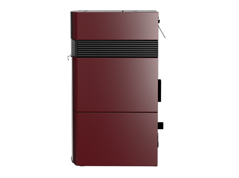 A++ Woody wasserführender Pelletofen 24 kW mit Bordeaux roter Keramikverkleidung