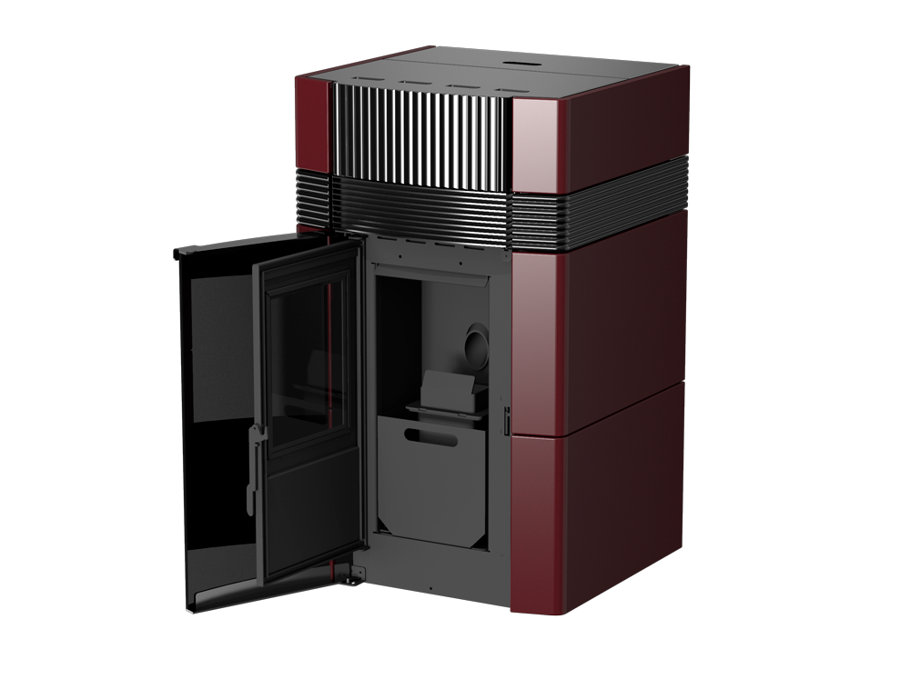 A++ Woody wasserführender Pelletofen 24 kW mit schwarzer Keramikverkleidung