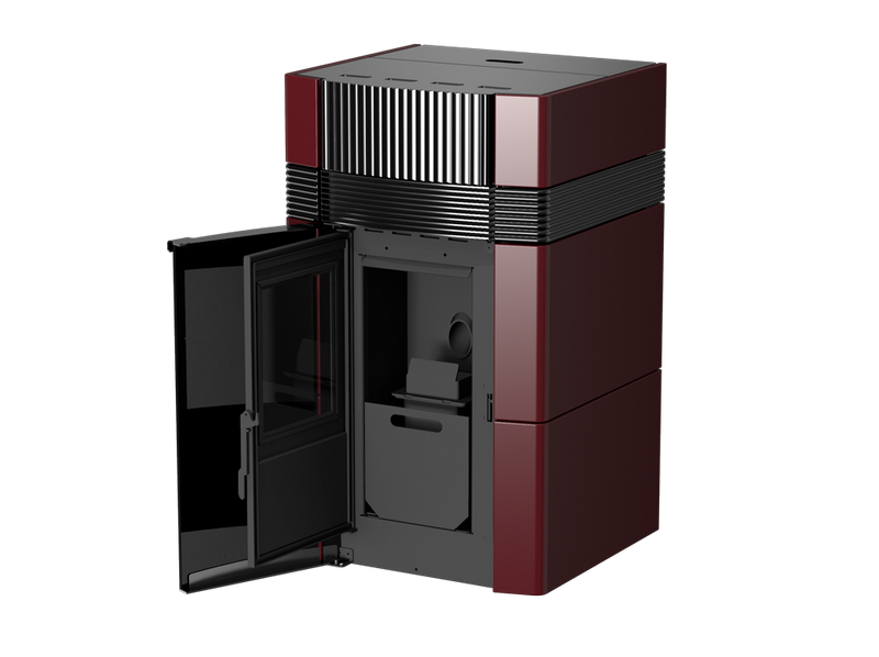 A++ Woody wasserführender Pelletofen 24 kW mit schwarzer Keramikverkleidung